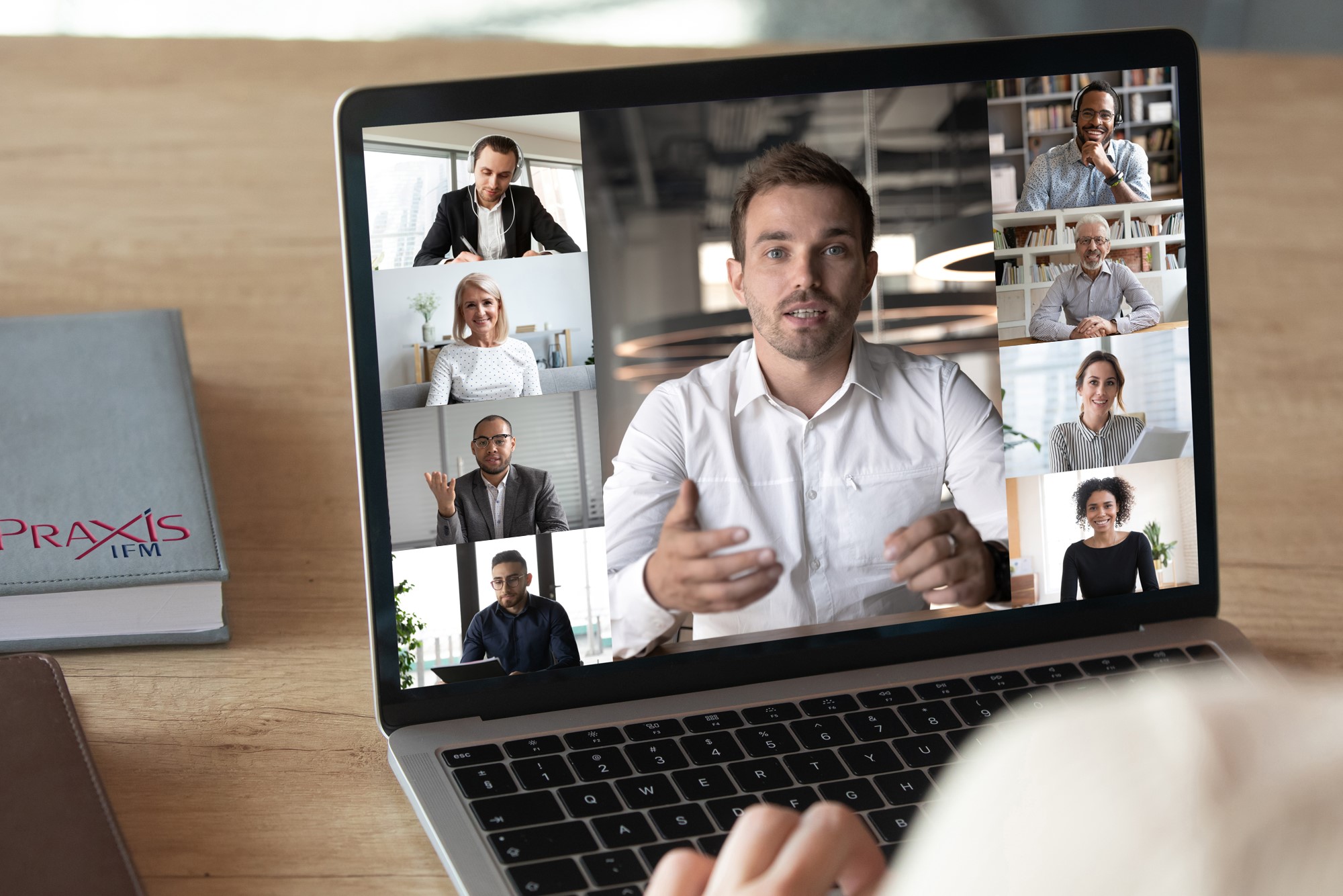 group of colleagues on a business call