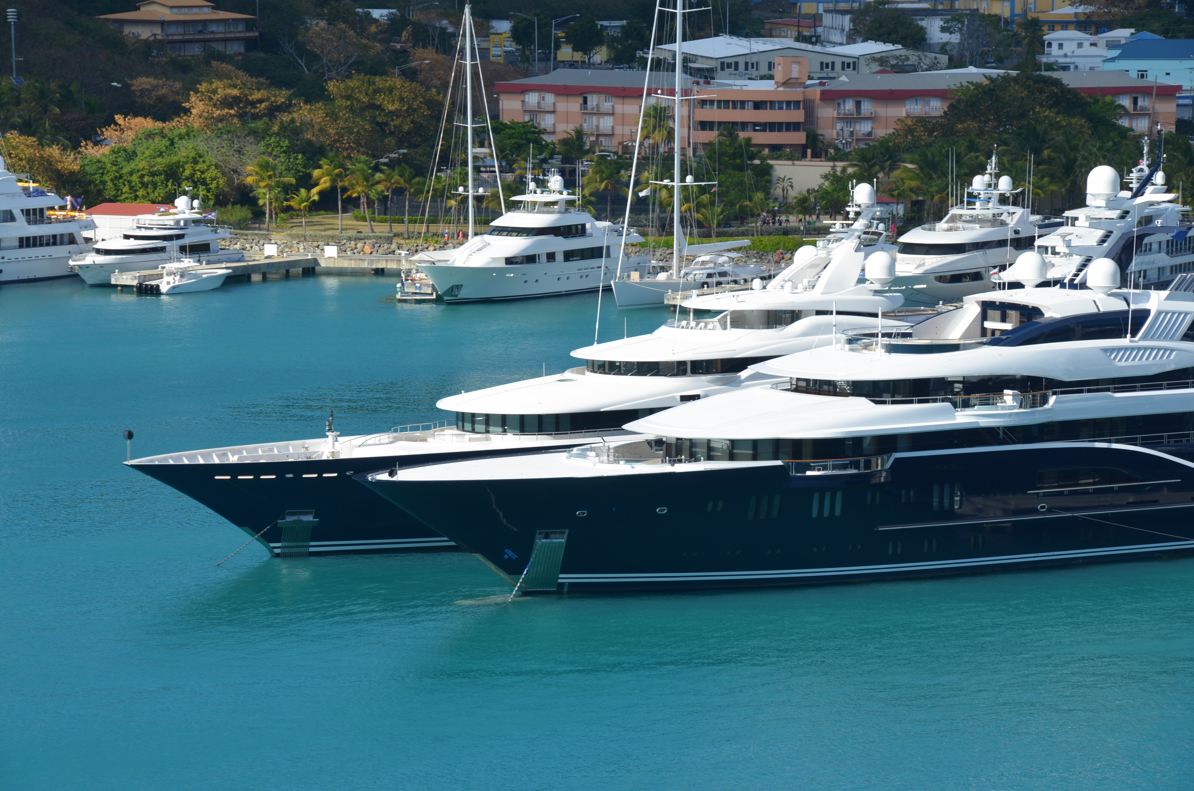 Superyachts in a marina