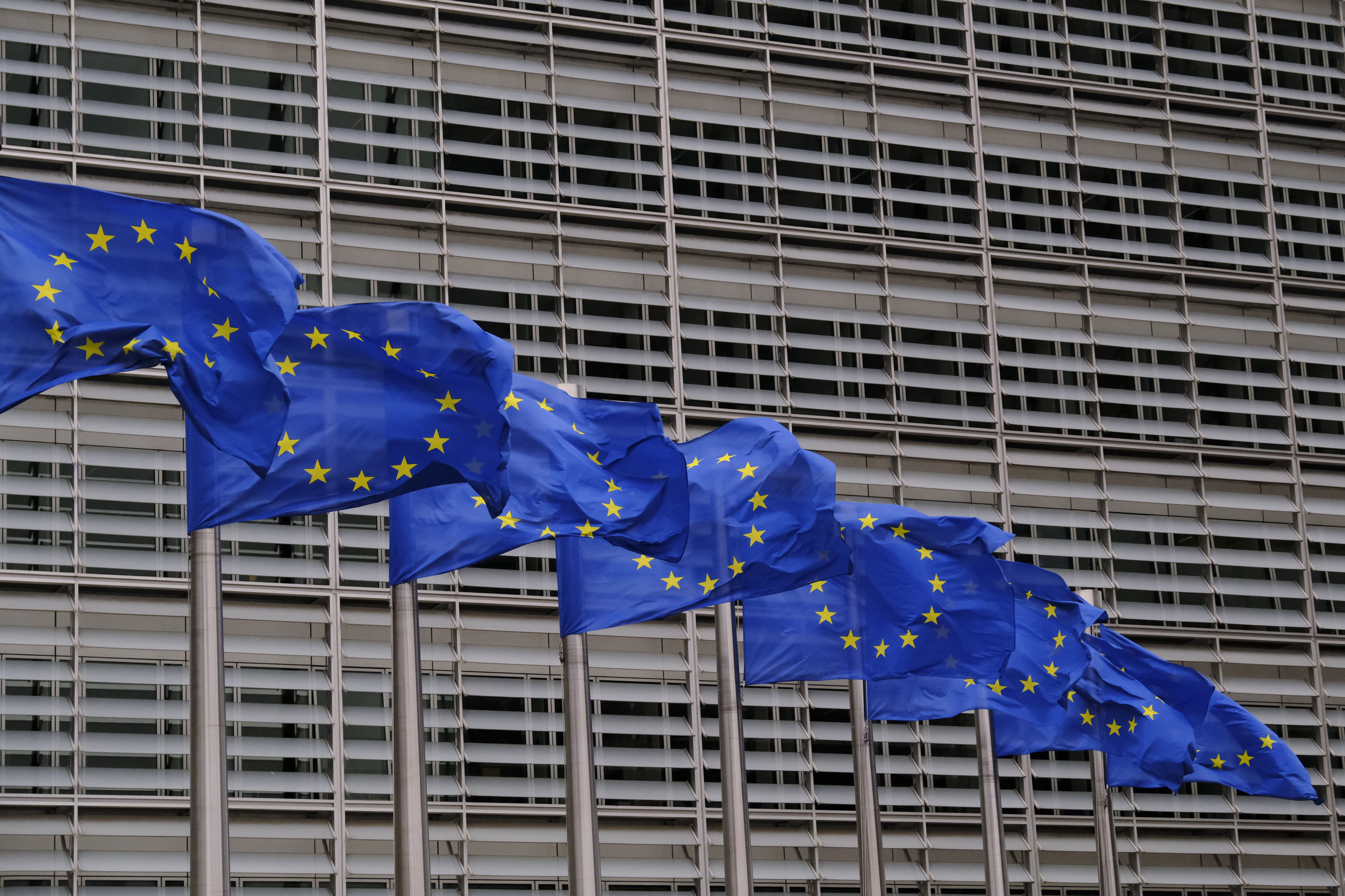 EU Flags Outside Building